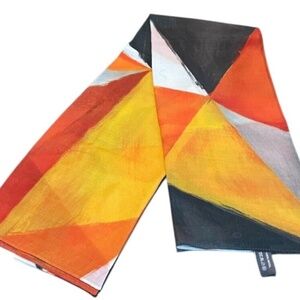 NWOT OPTUM Geo Print Mustard Multi 100% WOOL Vibrant‎ Retro Scarf lightweight